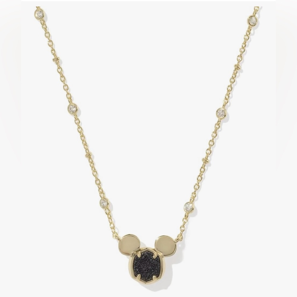 Kendra Scott Disney Mickey Mouse Necklace Earring Set NWT Black Drusy Stone